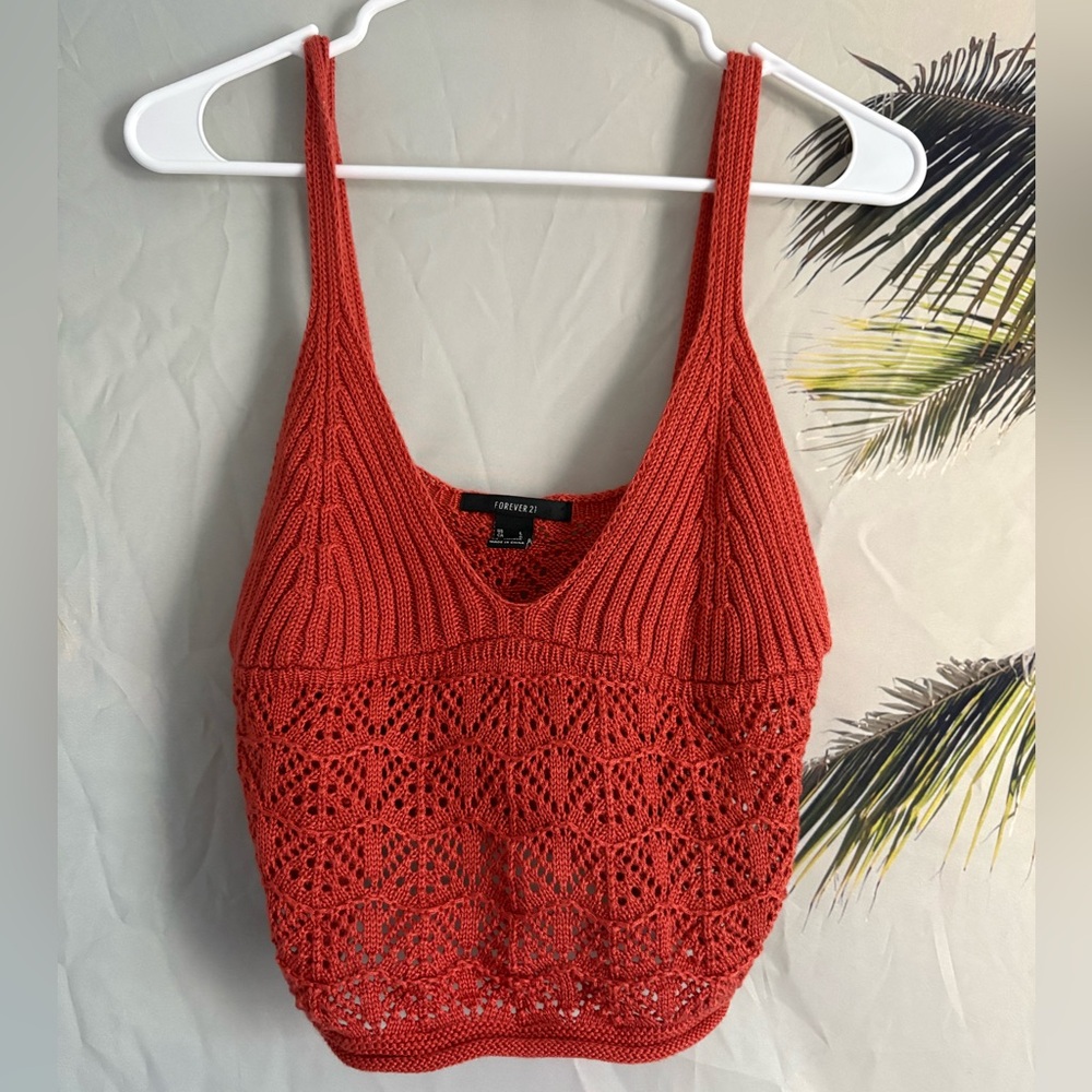 Forever 21 Red Ribbed Sleeveless Tank Top